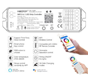 WL5 Kontrolieris RGBW WiFi RGB+CW+WW 12-24V DC  6A/Channel Total max 15A Mi-light