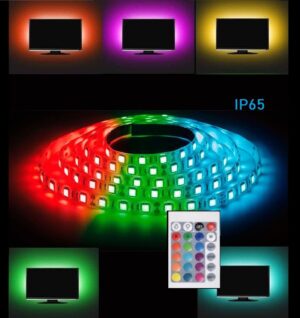 17519S Led lentas komplekts + barošanas bloks + pults 72W IP65 12V/220V 60 led 5m RGB 5050 SP