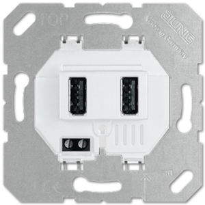 USB3-2WW Lādetājs balts DC 2x5V/1500mA vai 1x3000mA JUNG