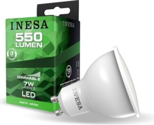 PAR16 LED Spuldze 7W DIMM 38* GU10 3000K 550Lm 0787339 INESA