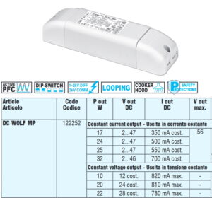 Led barošanas bloks  350-700mA 32W IP20 DC WOLF MP 122252 TCI