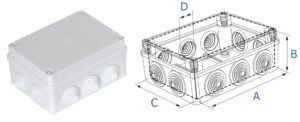 S-BOX 406 Nozarkārba V/A IP65 190x140x70 ar ievadu.