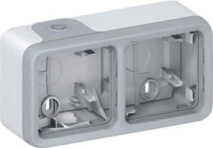 v/a kārba 2viet.  Surface mounting box Plexo IP 55 - 2 gang horiz - grey 69672 Legrand