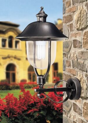 350.00 nga ROMANTICA Sienas lampa melna/sudraba 1x100W E27 IP43 LANDA