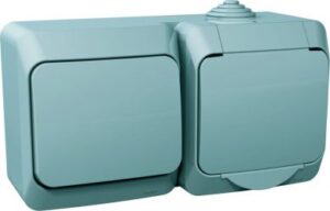 WDE000604 Pārsledzis + Kontaktligzda IP44 pelēks Cedar Plus