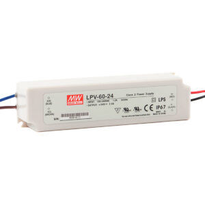 Led barošanas bloks 24V DC  60W 2.5A IP67 LPV-60-24 163x43x32 Mean Well