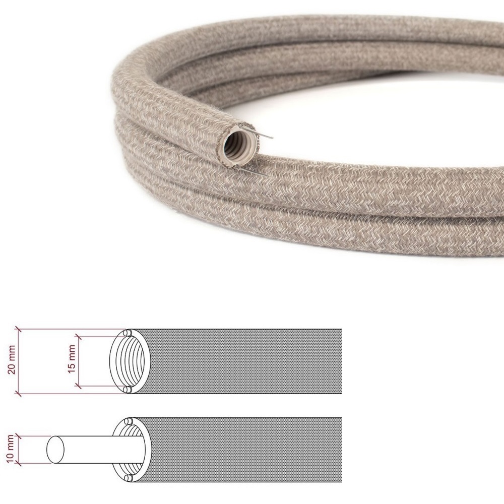 NG20RN02 Gofrēta caurule auduma apvalkā pelēks lins 1m D20mm 750N CREATIVE-CABLES NG20RN02 Gofrēta caurule auduma apvalkā pelēks lins 1m D20mm 750N CREATIVE-CABLES